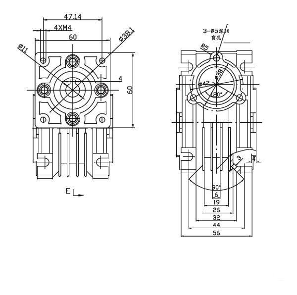 RV30 worm gearbox