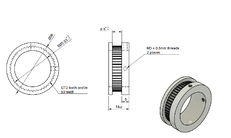 GT2 pulley for robot