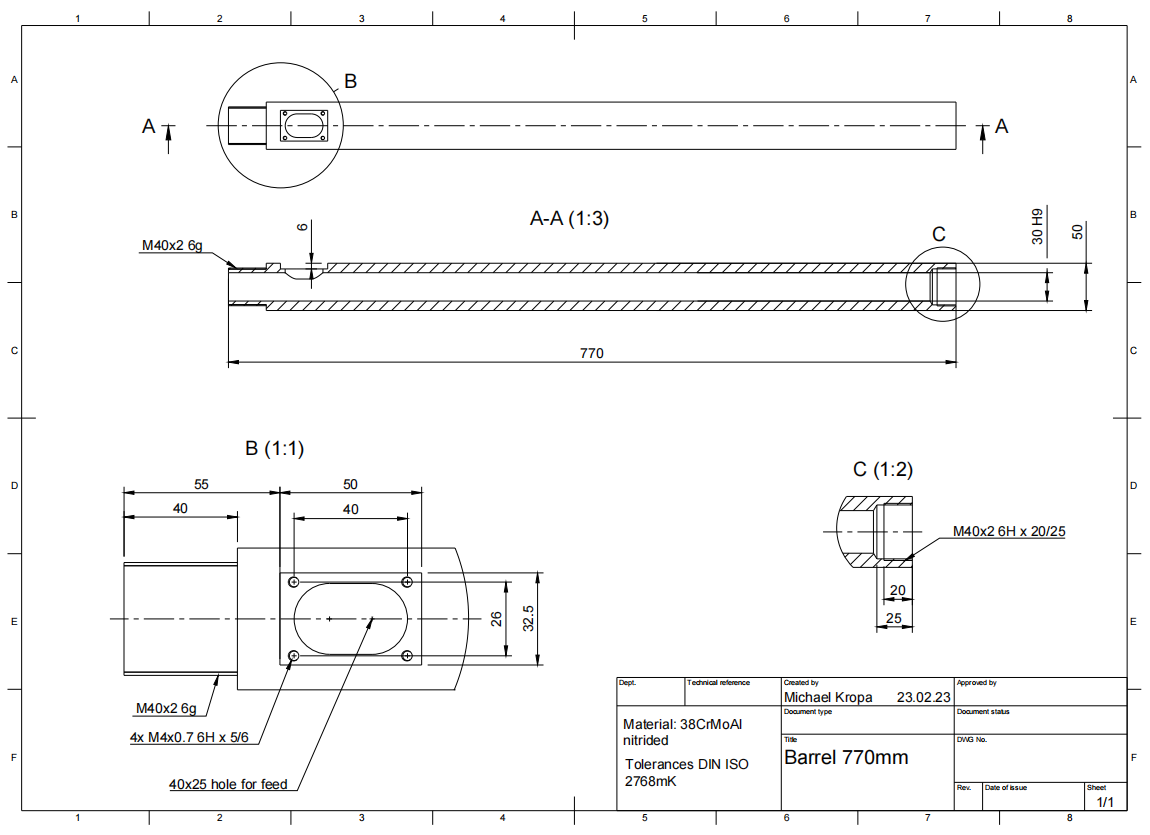 SJ30 extruder screw